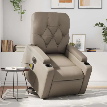 Fauteuil inclinable de massage électrique cappuccino similicuir