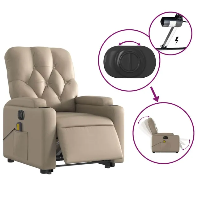 Fauteuil inclinable de massage électrique cappuccino similicuir