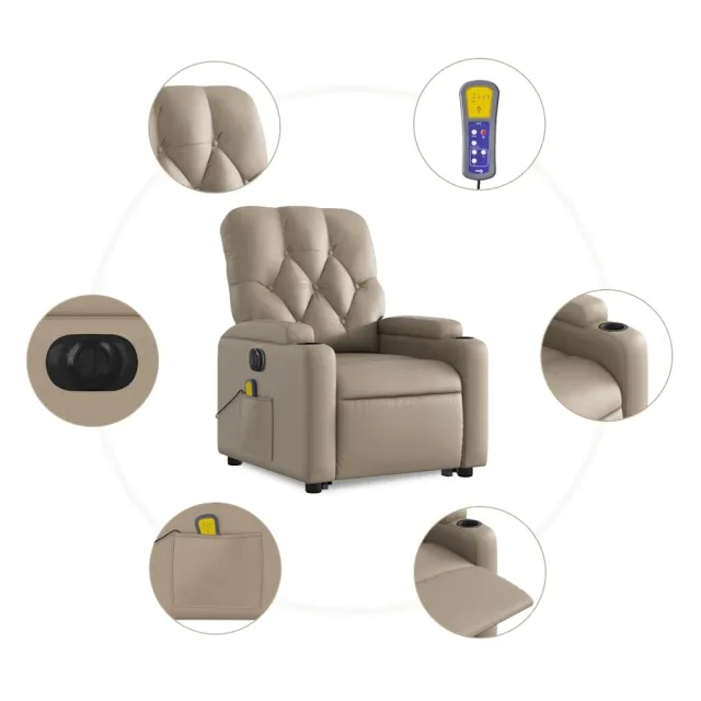 Fauteuil inclinable de massage électrique cappuccino similicuir