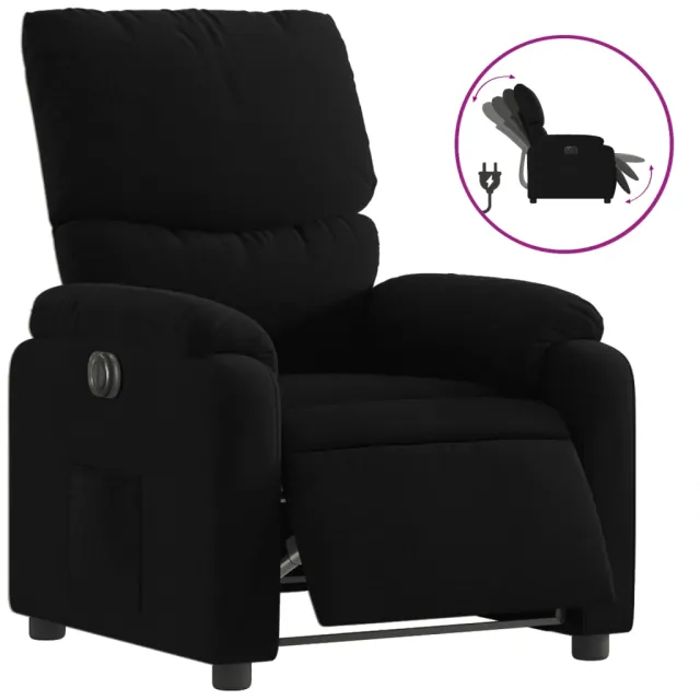 Fauteuil inclinable électrique Noir Tissu