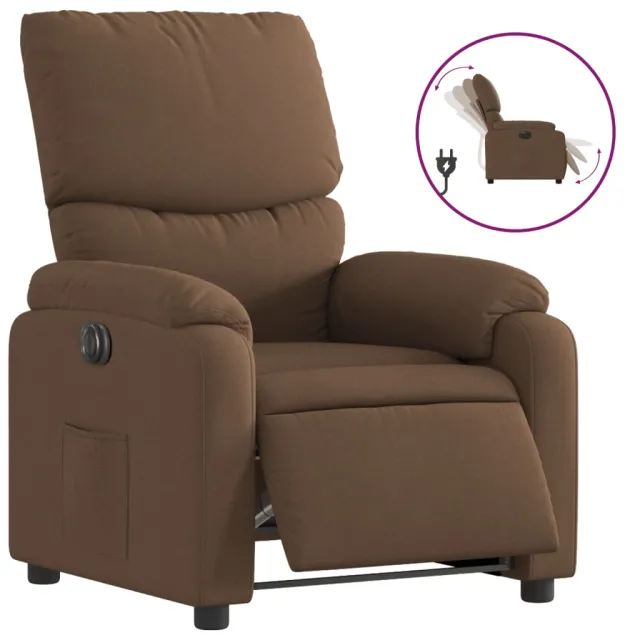 Fauteuil inclinable électrique Marron Tissu