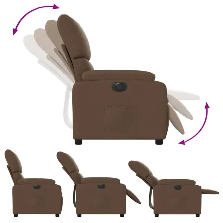 Fauteuil inclinable électrique Marron Tissu