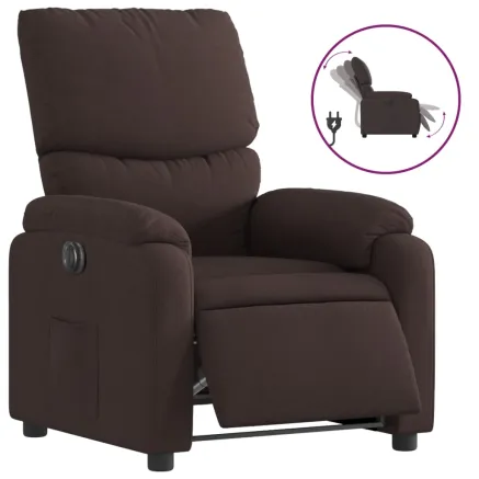 Fauteuil inclinable électrique Marron foncé Tissu 2
