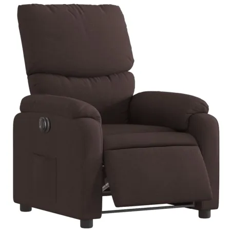 Fauteuil inclinable électrique Marron foncé Tissu