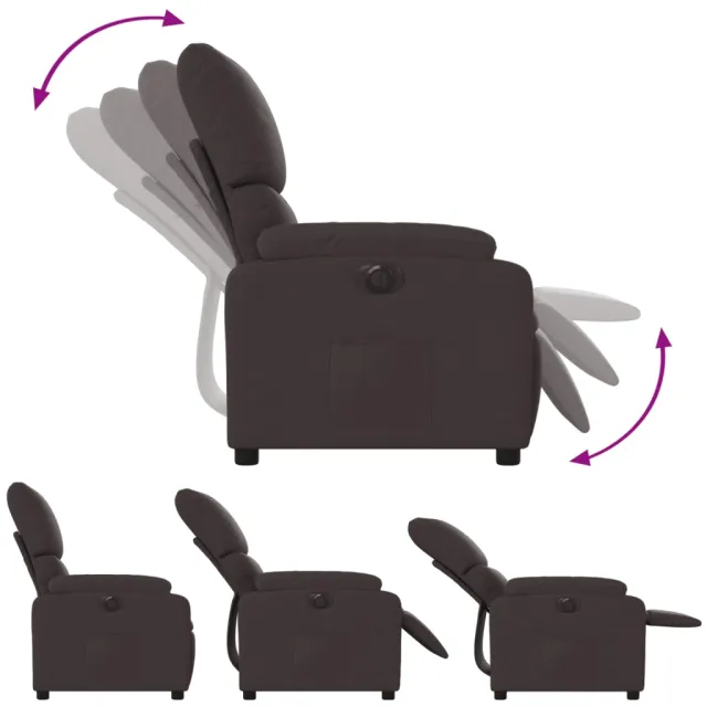 Fauteuil inclinable électrique Marron foncé Tissu