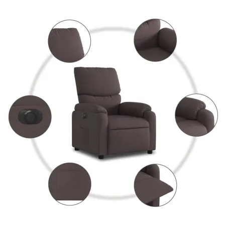 Fauteuil inclinable électrique Marron foncé Tissu