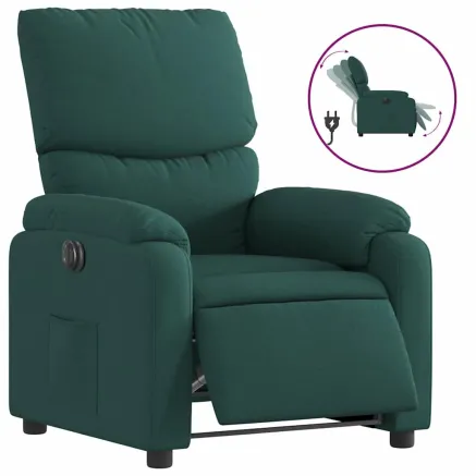 Fauteuil inclinable électrique Vert foncé Tissu 2