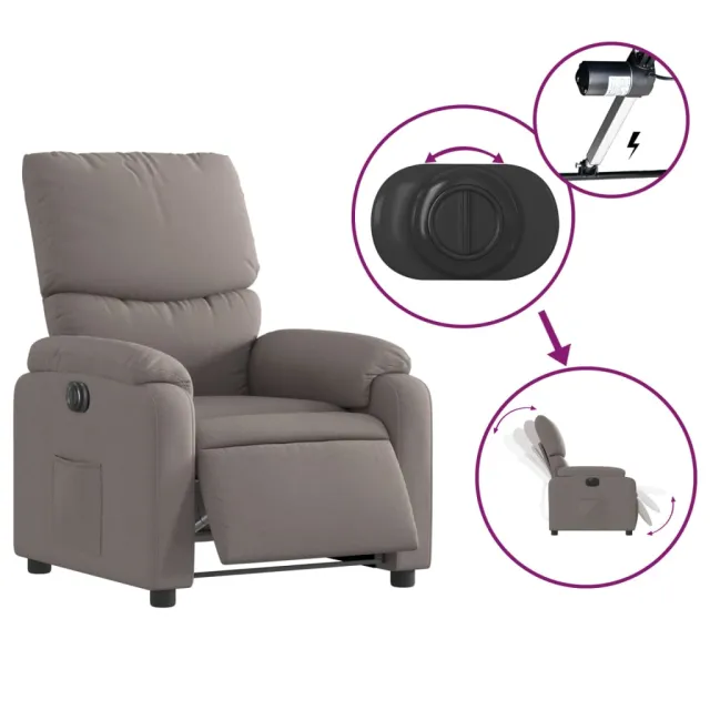 Fauteuil inclinable électrique Taupe Tissu