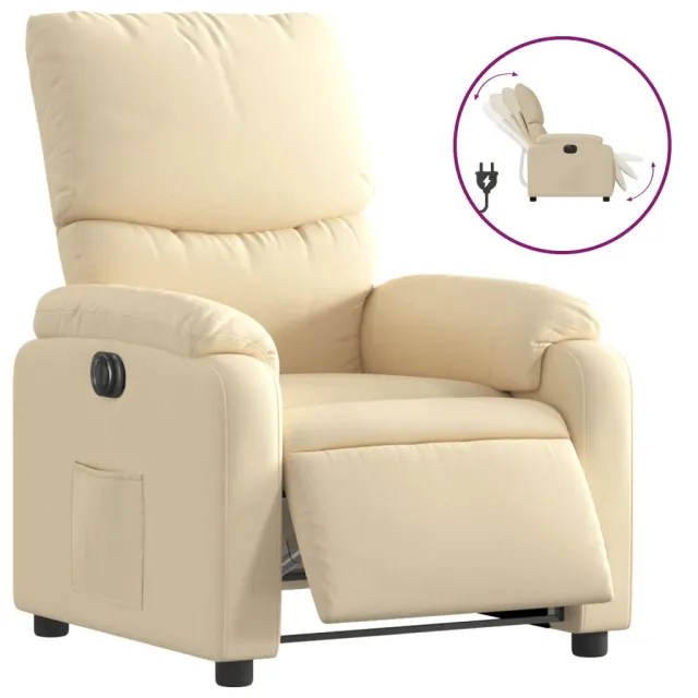 Fauteuil inclinable électrique Crème Tissu