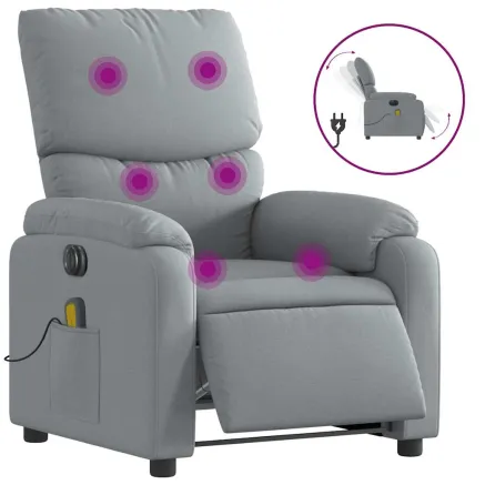 Fauteuil de massage inclinable électrique gris clair tissu 2