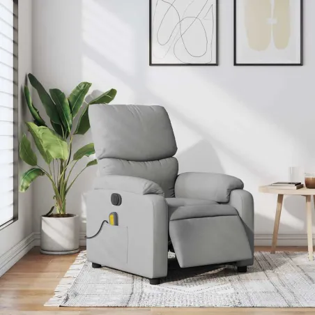 Fauteuil de massage inclinable électrique gris clair tissu