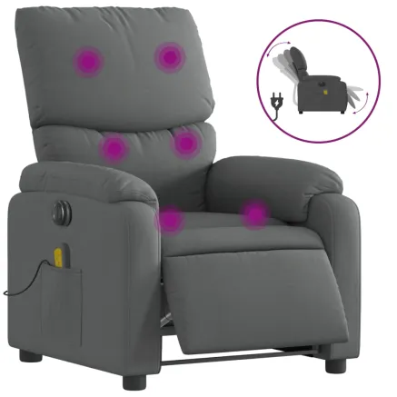 Fauteuil inclinable de massage électrique gris foncé tissu 2