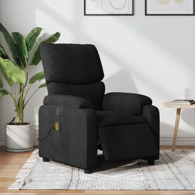 Fauteuil de massage inclinable électrique Noir Tissu