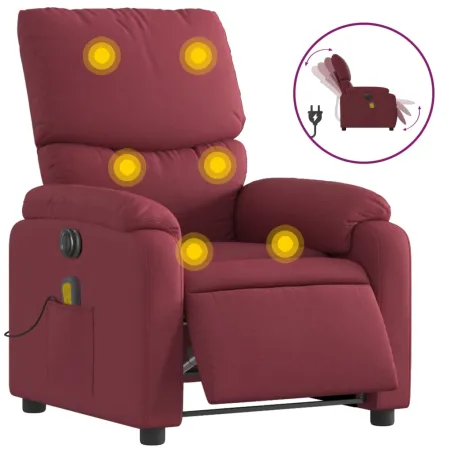 Fauteuil de massage inclinable électrique Rouge bordeaux Tissu