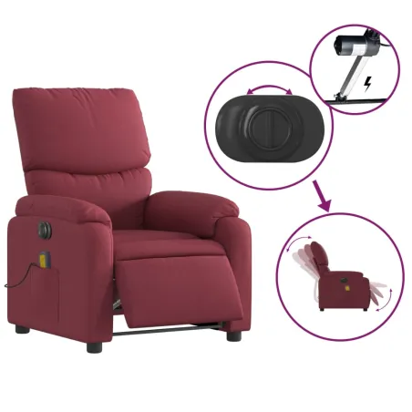 Fauteuil de massage inclinable électrique Rouge bordeaux Tissu