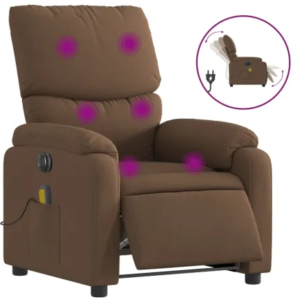Fauteuil inclinable de massage électrique marron tissu 2