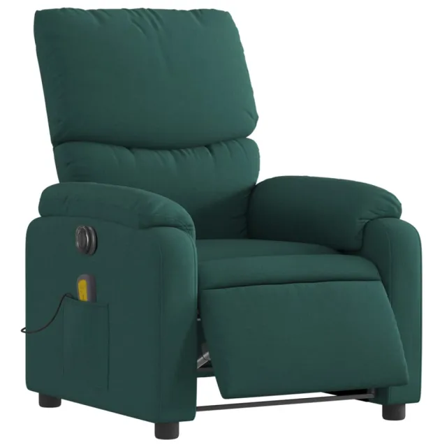Fauteuil de massage inclinable électrique Vert foncé Tissu