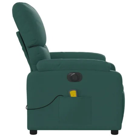 Fauteuil de massage inclinable électrique Vert foncé Tissu