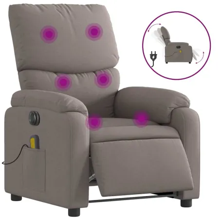 Fauteuil de massage inclinable électrique Taupe Tissu