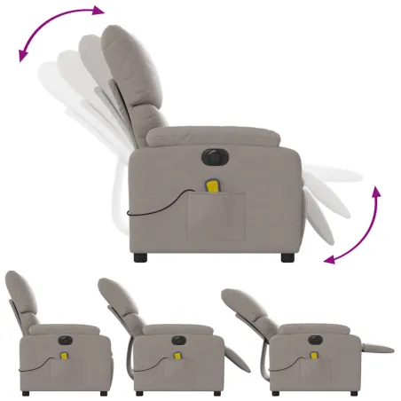 Fauteuil de massage inclinable électrique Taupe Tissu