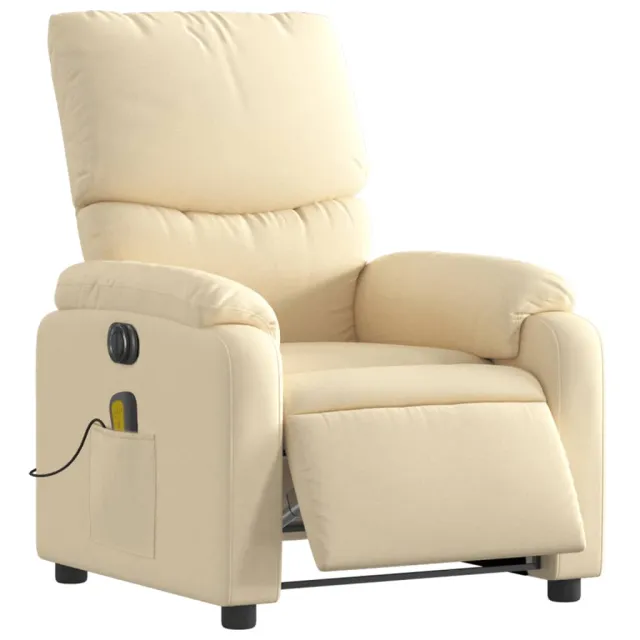 Fauteuil inclinable de massage électrique crème tissu
