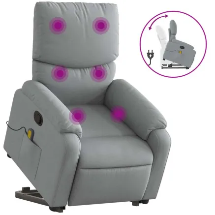 Fauteuil de massage inclinable Gris clair Tissu 2