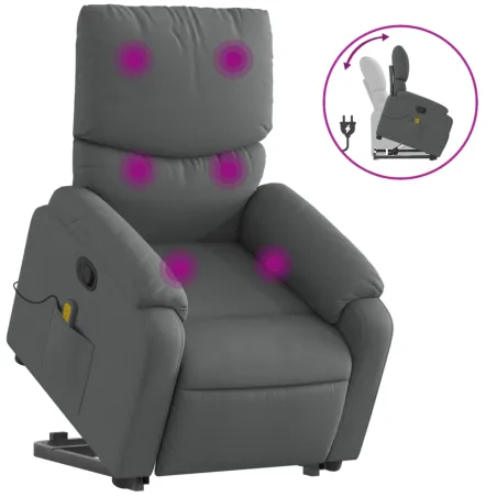Fauteuil de massage inclinable Gris foncé Tissu