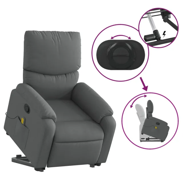Fauteuil de massage inclinable Gris foncé Tissu