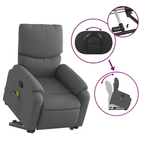 Fauteuil de massage inclinable Gris foncé Tissu