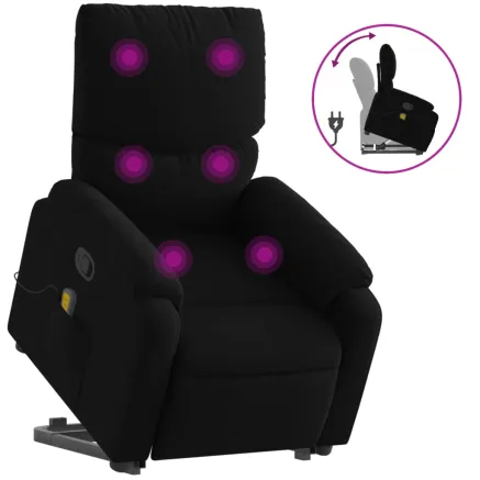 Fauteuil de massage inclinable Noir Tissu 2
