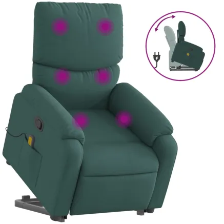 Fauteuil inclinable de massage Vert foncé Tissu 2