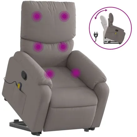 Fauteuil inclinable de massage Taupe Tissu 2