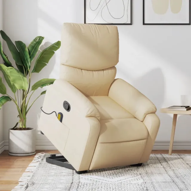Fauteuil inclinable de massage Crème Tissu