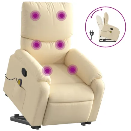 Fauteuil inclinable de massage Crème Tissu 2