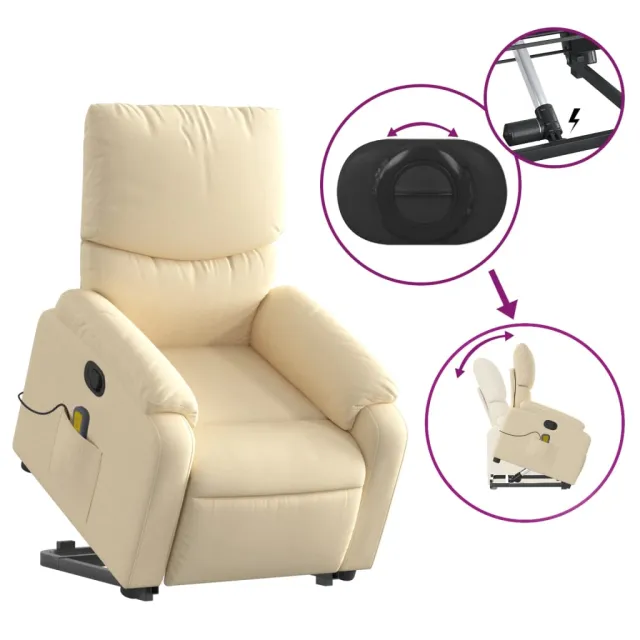 Fauteuil inclinable de massage Crème Tissu