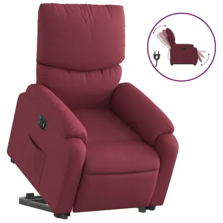 Fauteuil inclinable électrique rouge bordeaux tissu 2