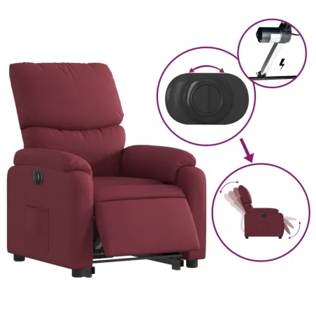 Fauteuil inclinable électrique rouge bordeaux tissu