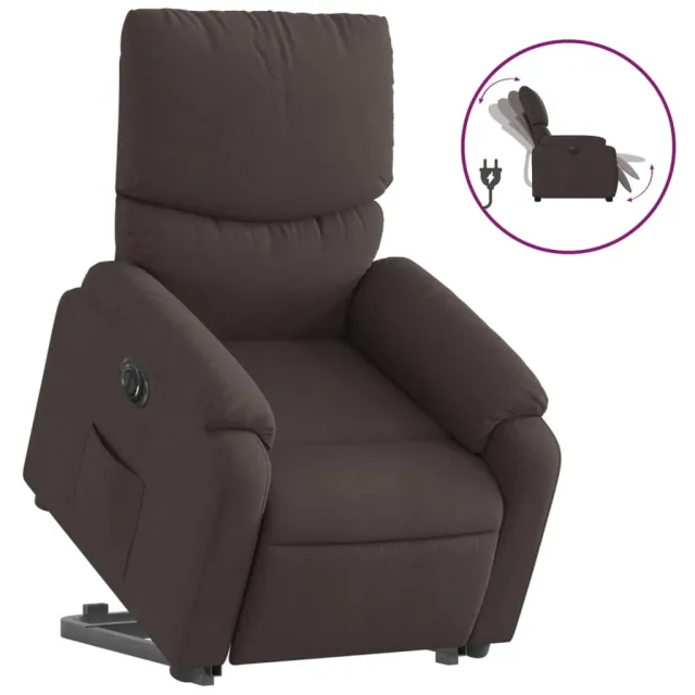 Fauteuil inclinable électrique marron foncé tissu