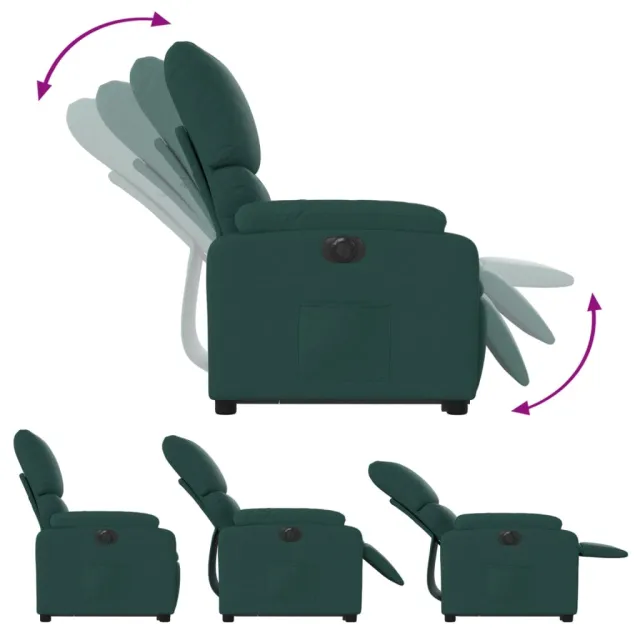 Fauteuil inclinable électrique vert foncé tissu