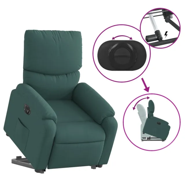 Fauteuil inclinable électrique vert foncé tissu