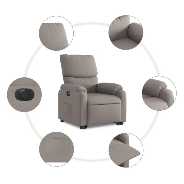 Fauteuil inclinable électrique taupe tissu