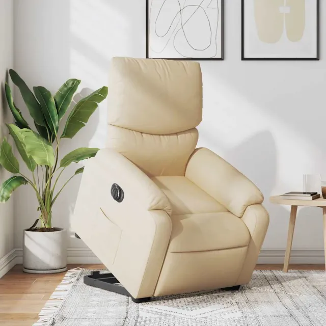 Fauteuil inclinable électrique crème tissu