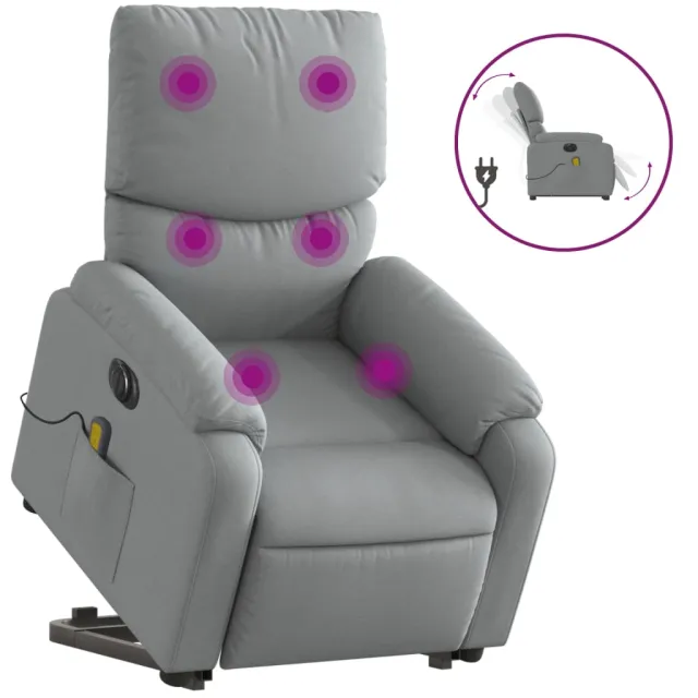 Fauteuil inclinable de massage électrique Gris clair Tissu