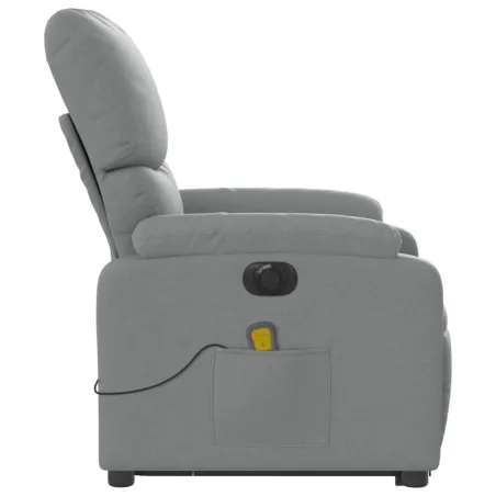 Fauteuil inclinable de massage électrique Gris clair Tissu