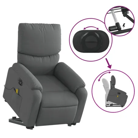 Fauteuil inclinable de massage électrique Gris foncé Tissu