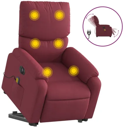 Fauteuil inclinable de massage électrique Rouge bordeaux Tissu 2