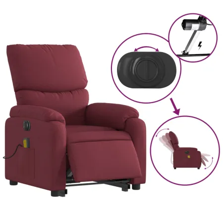 Fauteuil inclinable de massage électrique Rouge bordeaux Tissu