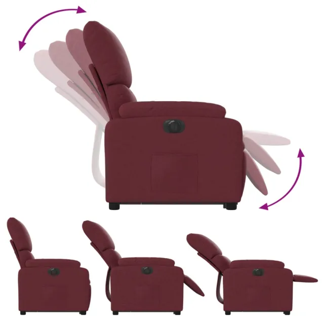 Fauteuil inclinable de massage électrique Rouge bordeaux Tissu