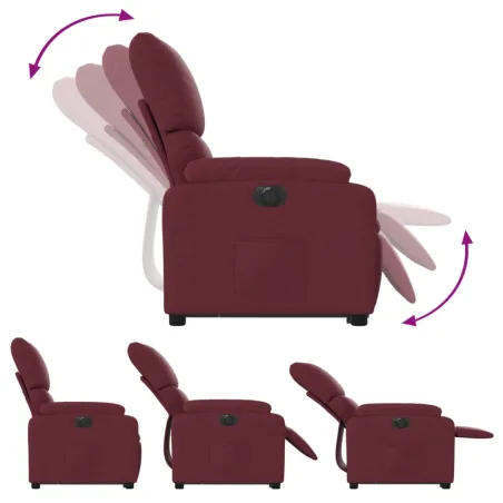 Fauteuil inclinable de massage électrique Rouge bordeaux Tissu