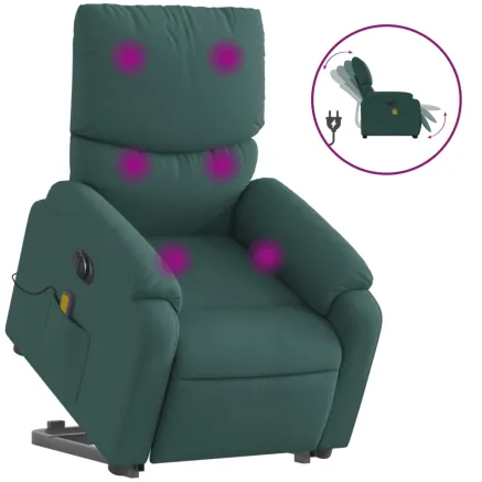 Fauteuil inclinable de massage électrique Vert foncé Tissu 2